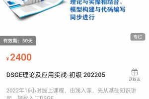 邓贵川《DSGE理论及应用实战-初中级》