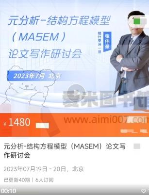 张伟豪《元分析-结构方程模型（MASEM）论文写作研讨会》